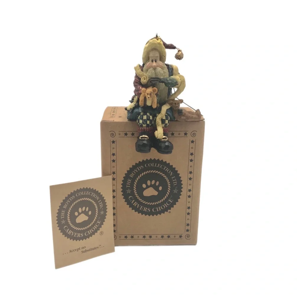Boyds Collection Shelf Sitting Santa Figurine Handmade Christmas Ornament‎ w/Box